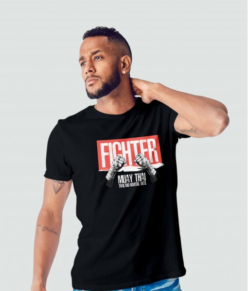 Мъжка тениска с щампа Спортни Илюстрации Muay thai fighter - TShirtArtShop.com
